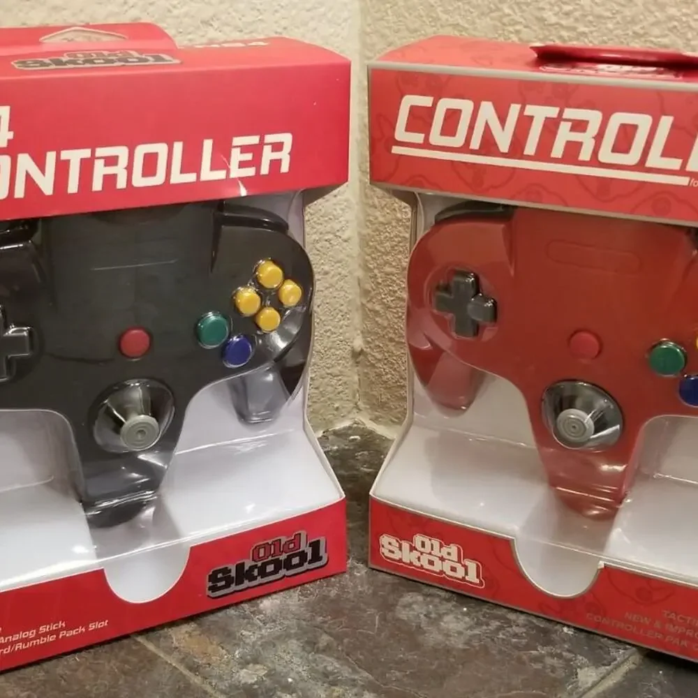 2 N64 Controllers - Red & Black (NEW) - Nintendo - Old Skool